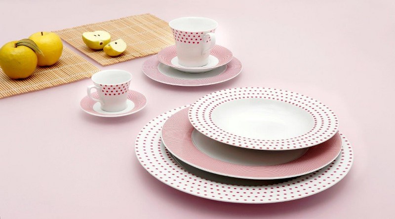 CRYSPO TRIO Σετ Φλυτζάνια Τσαγιού 6τμχ Πορσελάνης 220ml Matrix Pink CRYSPO TRIO 15.301.16 (Υλικό: Πορσελάνη, Χρώμα: Ροζ) - CRYSPO TRIO - 15.301.16-pink